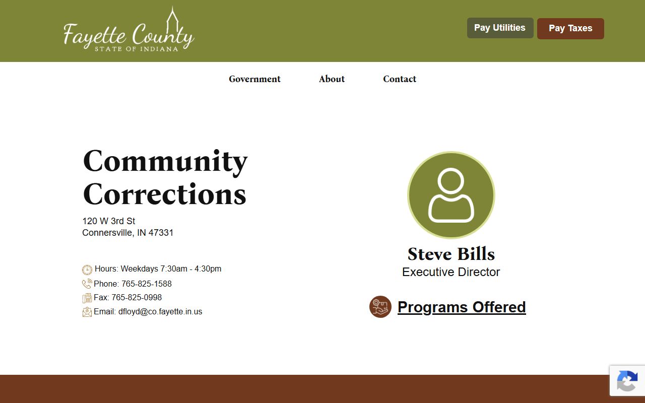 Fayette County Community Corrections work release and supervision program page