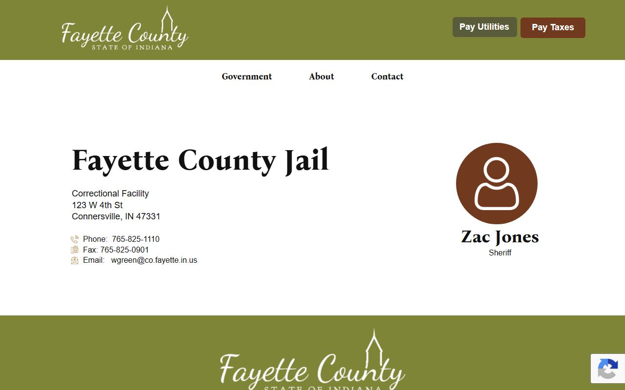 Fayette County Jail official page for jail records and contact information